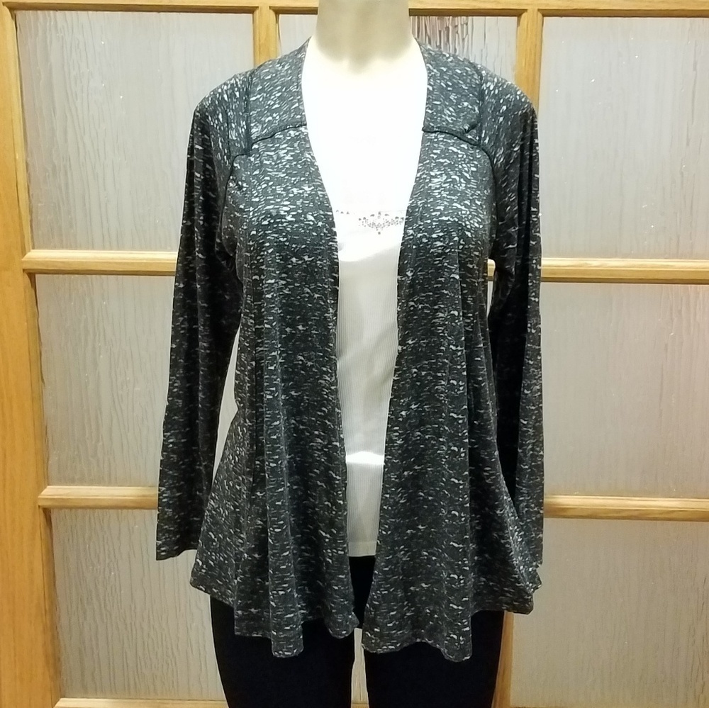 MERONA Gray & White Mottled Open Cardigan